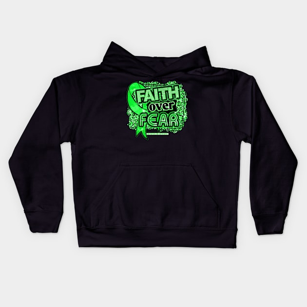 Bone Marrow Donation Awareness Ribbon Faith Over Fear Leopard Gift For Bone Marrow Donation warrior Kids Hoodie by Lewis Swope